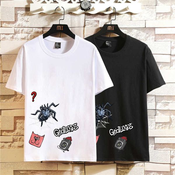 cake 2021 new spider print short sleeve fashion loose large round neck comfortable cotton men's t-shirt, White;black
cake 2021 new spider print short sleeve fashion loose large round neck comfortable cotton men's t-shirt, White;black