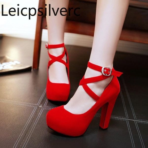 dress shoes pumps spring and autumn the fashion round head buckle shallow mouth thick heel high women's plus size 32-43, Black
dress shoes pumps spring and autumn the fashion round head buckle shallow mouth thick heel high women's plus size 32-43, Black