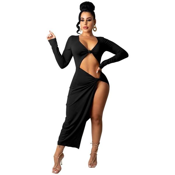 casual dresses cut out bodycon dress for women night club outfits long sleeve elegant midi evening party with slit, Black;gray
casual dresses cut out bodycon dress for women night club outfits long sleeve elegant midi evening party with slit, Black;gray