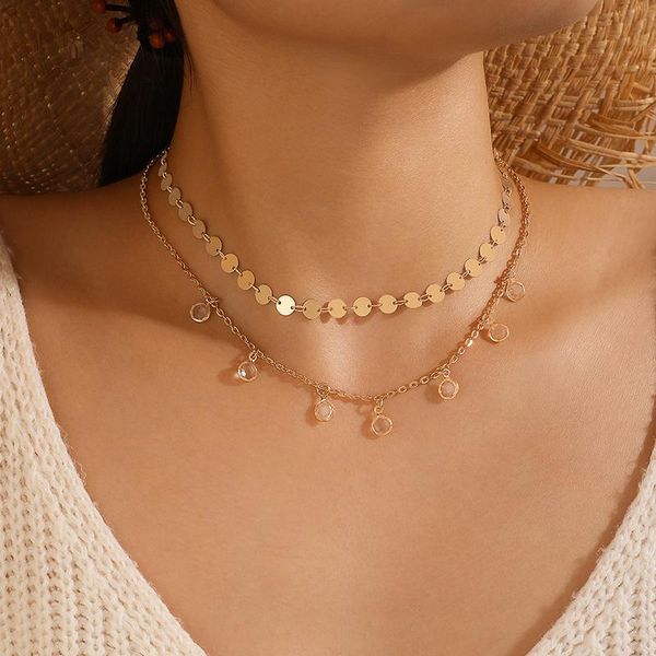 pendant necklaces huatang boho transparent crystal necklace for women gold sequin double layer clavicle chain choker female party jewelry, Silver
pendant necklaces huatang boho transparent crystal necklace for women gold sequin double layer clavicle chain choker female party jewelry, Silver