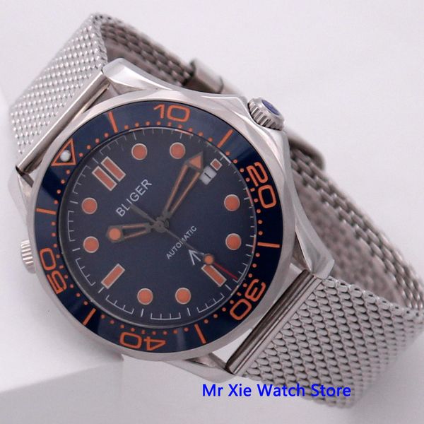 bliger 41mm blue dial automatic mechanical human watch sapphire crystal lightning sealed calendar male clock, Slivery;brown
bliger 41mm blue dial automatic mechanical human watch sapphire crystal lightning sealed calendar male clock, Slivery;brown