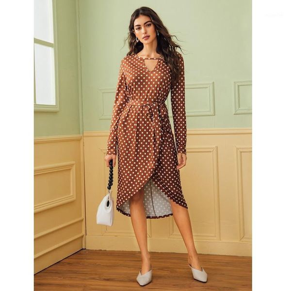 women long sleeve choker polka dot maxi dress irregular hem v neck high waist bandage vestidos evening party sundress casual dresses, Black;gray
women long sleeve choker polka dot maxi dress irregular hem v neck high waist bandage vestidos evening party sundress casual dresses, Black;gray