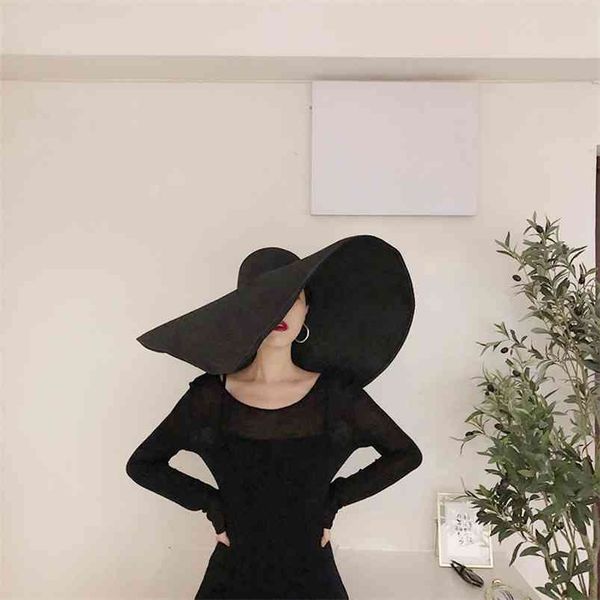 summer 70cm diameter large wide brim straw hats for women multicolor solid color sun hat gorras beach accessories chapeau femme 210709, Blue;gray
summer 70cm diameter large wide brim straw hats for women multicolor solid color sun hat gorras beach accessories chapeau femme 210709, Blue;gray
