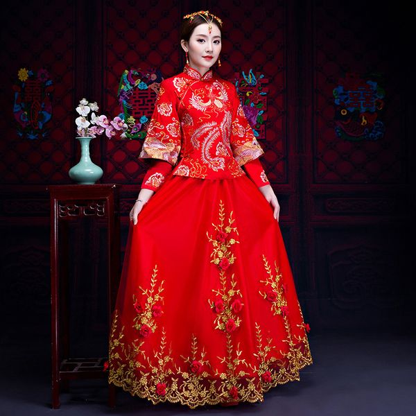 red chinese style traditional cheongsam lady long qipao womanhood s-xxxl bs08, Blue;red
red chinese style traditional cheongsam lady long qipao womanhood s-xxxl bs08, Blue;red