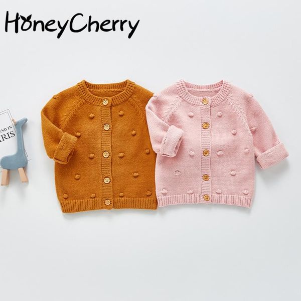 pullover 2021 hand hook bubble knit cardigan button sweater girl baby clothes, Blue