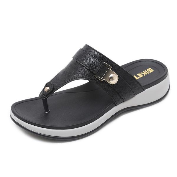 slippers 2021 casual women's fashion metal non-slip wedges large size comfortable soft bottom toe female beach, Black
slippers 2021 casual women's fashion metal non-slip wedges large size comfortable soft bottom toe female beach, Black