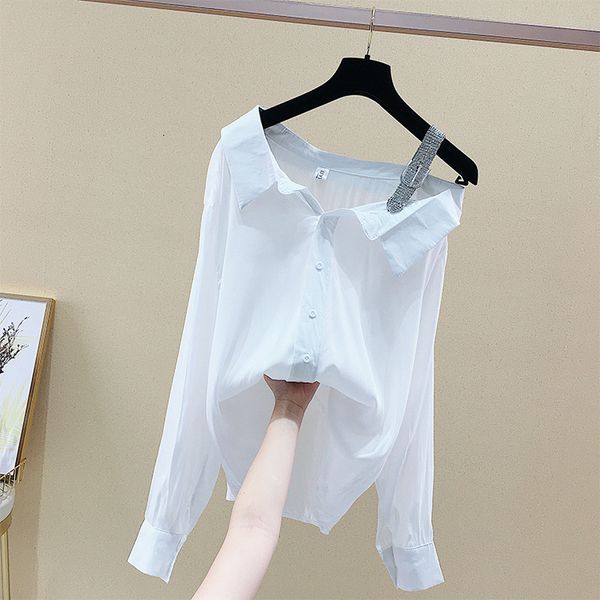 2021 new design skew collar single breasted slim full solid shirt autumn blouse women 9pp7, White;black
2021 new design skew collar single breasted slim full solid shirt autumn blouse women 9pp7, White;black