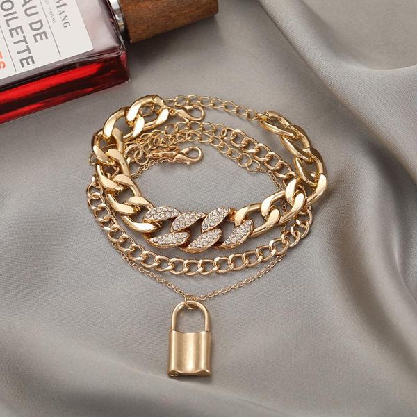 charm bracelets 3 pcs/set creative female wear lock pendant multi-layer bracelet set adjustable rope thick chain anklet women girl jewelry, Golden;silver
charm bracelets 3 pcs/set creative female wear lock pendant multi-layer bracelet set adjustable rope thick chain anklet women girl jewelry, Golden;silver