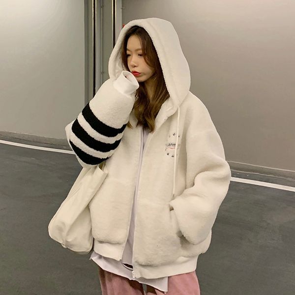 2021 winter new korean version of polar fleece wild zipper hooded jacket long sleeve striped hoodie college style iuxi, Black
2021 winter new korean version of polar fleece wild zipper hooded jacket long sleeve striped hoodie college style iuxi, Black