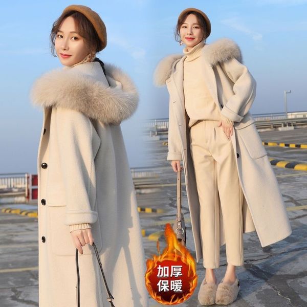 wool coat women 2021 new autumn and winter long korean version over knee wool collar hooded woolen women's fashion, Black
wool coat women 2021 new autumn and winter long korean version over knee wool collar hooded woolen women's fashion, Black