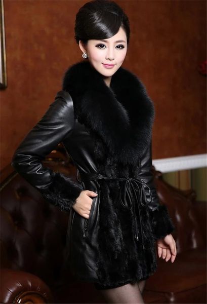 2021 new faux high coat quality women pu leather jackets imitation fox fur collar plus size women's winter coats wx24 odhw, Black
2021 new faux high coat quality women pu leather jackets imitation fox fur collar plus size women's winter coats wx24 odhw, Black