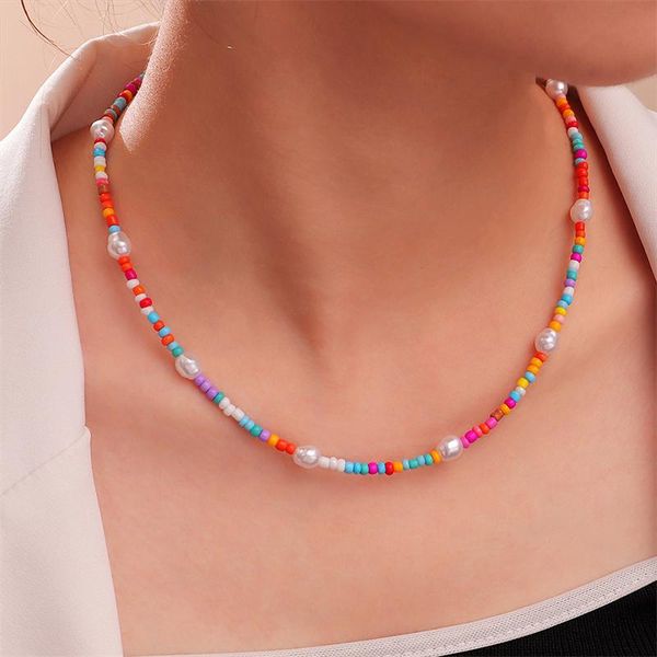 chains bohemian fashion imitation pearl necklace personality trend color rice bead beaded women's party jewelry accessories, Silver
chains bohemian fashion imitation pearl necklace personality trend color rice bead beaded women's party jewelry accessories, Silver