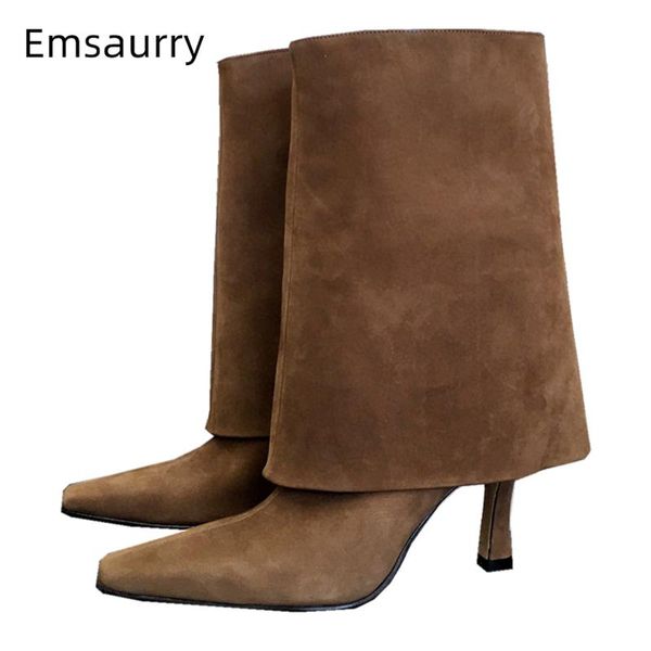boots luxury suede turn-up knee-high women point toe thin high heel autumn winter modern booties for girls, Black
boots luxury suede turn-up knee-high women point toe thin high heel autumn winter modern booties for girls, Black