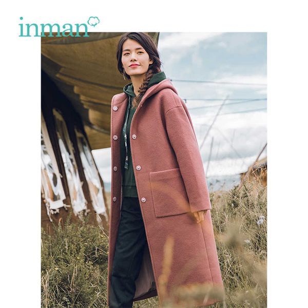 inman winter new arrival hooded elegant chick long wool women outerwear coat 201006, Black
inman winter new arrival hooded elegant chick long wool women outerwear coat 201006, Black