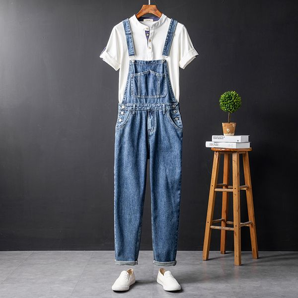 spring mens and womens same style working bib pants mens fashionable loose korean fashionable jeans long light blue jumpsuit all-matchin
spring mens and womens same style working bib pants mens fashionable loose korean fashionable jeans long light blue jumpsuit all-matchin
