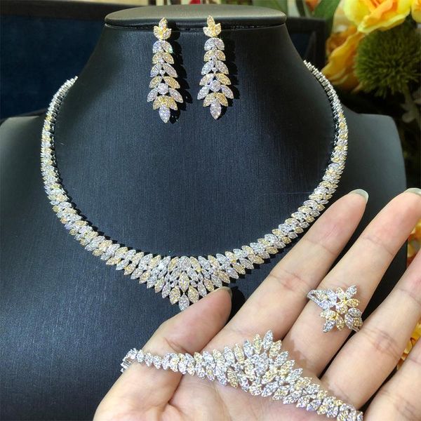 earrings & necklace blachette fashion luxury gorgeous bracelet ring earring 4 pcs women's wedding party anniversary zircon jewelry set, Silver
earrings & necklace blachette fashion luxury gorgeous bracelet ring earring 4 pcs women's wedding party anniversary zircon jewelry set, Silver