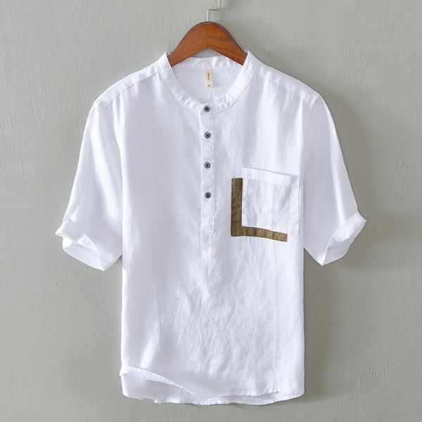 2021 summer new stand collar pure linen short-sleeved fashion casual shirts for men comfortable shirt mens camisa rdk1, White;black
2021 summer new stand collar pure linen short-sleeved fashion casual shirts for men comfortable shirt mens camisa rdk1, White;black