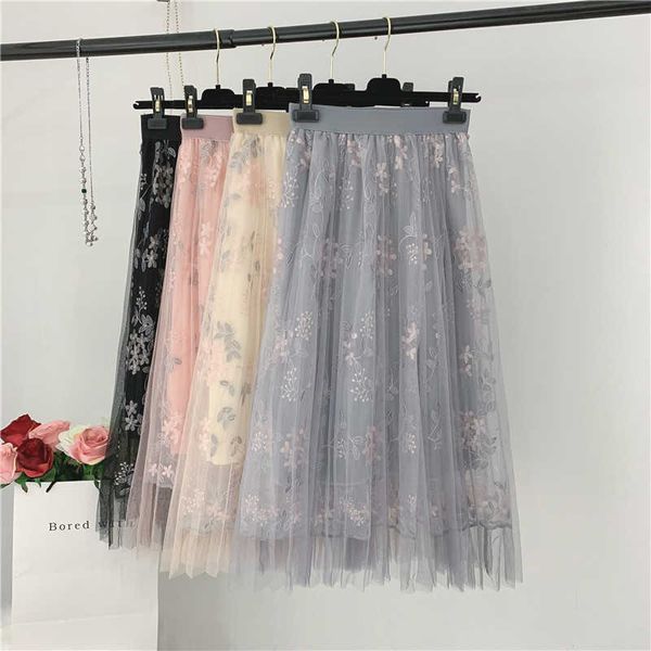 floral embroidery chic women skirts high waist pleated mesh summer midi tulle vintage 210601, Black
floral embroidery chic women skirts high waist pleated mesh summer midi tulle vintage 210601, Black