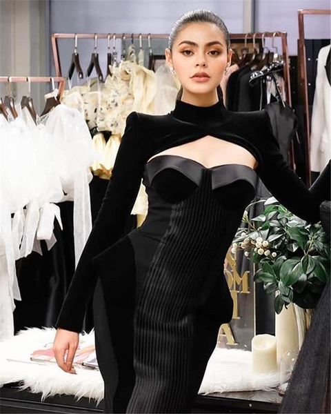 autumn turtleneck full sleeves velvet black mid bandage dress 2021 celebrity designer party dress vestios, Black;gray
autumn turtleneck full sleeves velvet black mid bandage dress 2021 celebrity designer party dress vestios, Black;gray