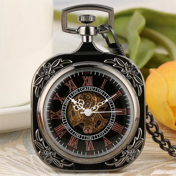 pocket watches elegant vintage black square mechanical hand winding watch rose gold roman numerals display pendant clock male, Slivery;golden
pocket watches elegant vintage black square mechanical hand winding watch rose gold roman numerals display pendant clock male, Slivery;golden