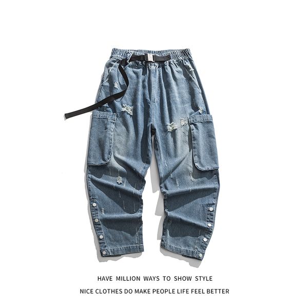 men's jeans / women's buckle jeans, men's and hip-hop sweatpants, with autumn spring belt, Blue
men's jeans / women's buckle jeans, men's and hip-hop sweatpants, with autumn spring belt, Blue