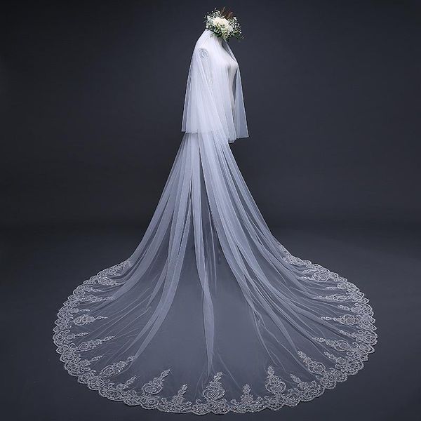 bridal veils appliques 3.8mx3m tulle long cathedral wedding veil with comb voile mariage, Black
bridal veils appliques 3.8mx3m tulle long cathedral wedding veil with comb voile mariage, Black