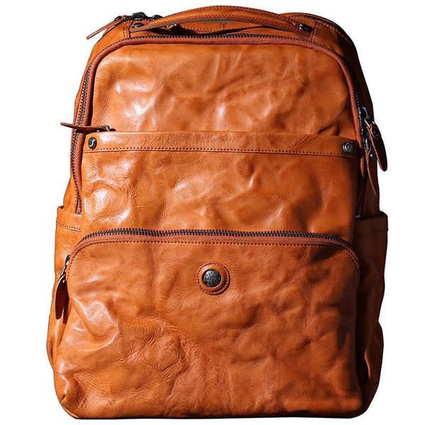 backpack large capacity cowhide leather men retro italian vegetable tanned travel lapbag schoolbag 
backpack large capacity cowhide leather men retro italian vegetable tanned travel lapbag schoolbag