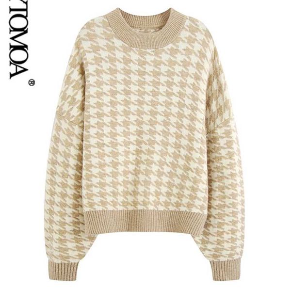 kpytomoa women fashion oversized jumper houndstooth knitted sweaters vintage long sleeve loose female pullovers chic 211018, White;black
kpytomoa women fashion oversized jumper houndstooth knitted sweaters vintage long sleeve loose female pullovers chic 211018, White;black