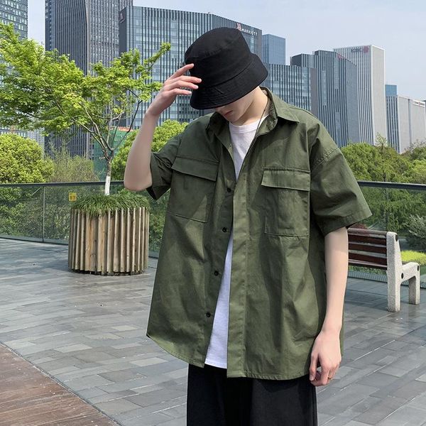 men's casual shirts summer ins retro functional style shirt tooling men korean loose couple half-sleeved lapel solid color cardigan, White;black
men's casual shirts summer ins retro functional style shirt tooling men korean loose couple half-sleeved lapel solid color cardigan, White;black