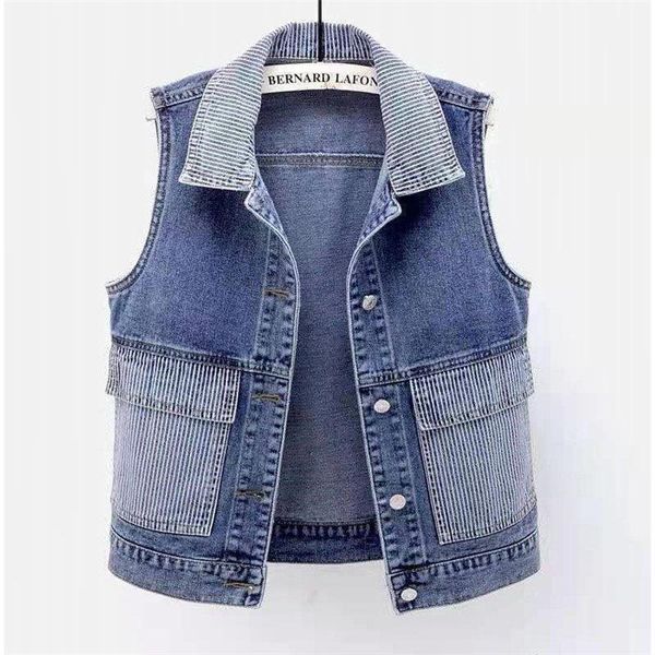 women's vests personalized fashion denim big pocket vest female striped stitching 2021 spring and autumn loose jacket waistcoat trend, Black;white
women's vests personalized fashion denim big pocket vest female striped stitching 2021 spring and autumn loose jacket waistcoat trend, Black;white