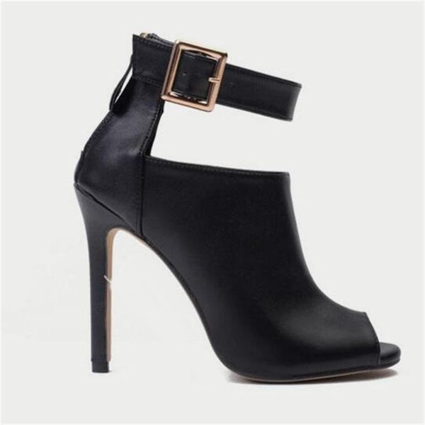 boots peep toe ankle bootie genuine leather woman dress cut out stiletto short metal buckle high heel runway shoes solid, Black
boots peep toe ankle bootie genuine leather woman dress cut out stiletto short metal buckle high heel runway shoes solid, Black