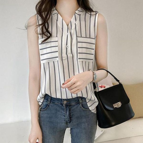 women's blouses & shirts design women spring summer style chiffon lady casual sleeveless v-neck blusas df1892, White
women's blouses & shirts design women spring summer style chiffon lady casual sleeveless v-neck blusas df1892, White