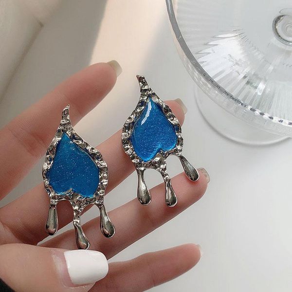 dangle & chandelier korean fashion design blue shimmer flowing liquid metal lava folds gem earrings for women girls party tourism jewelry, Silver
dangle & chandelier korean fashion design blue shimmer flowing liquid metal lava folds gem earrings for women girls party tourism jewelry, Silver