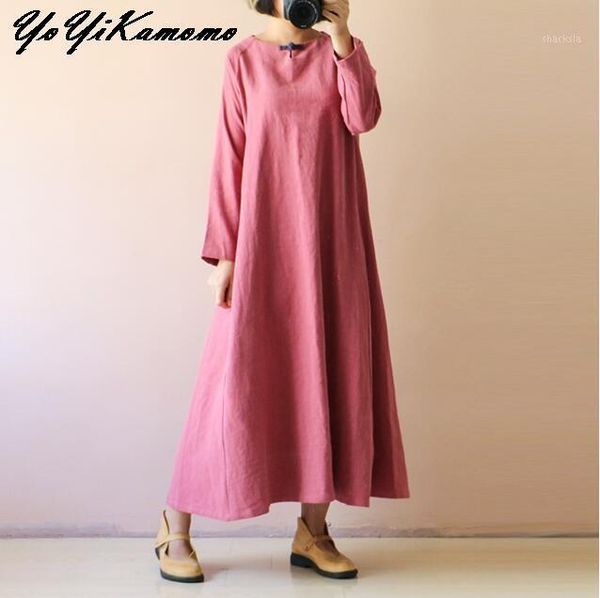 casual dresses yoyikamomo cotton linen women dress autumn winter original 2021 solid color loose robe, Black;gray
casual dresses yoyikamomo cotton linen women dress autumn winter original 2021 solid color loose robe, Black;gray