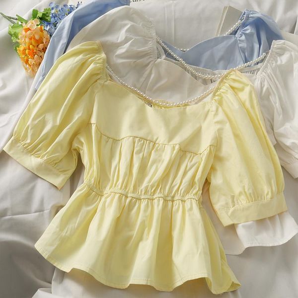 women's blouses & shirts women fashion outdoor casual slash pearl short sleeve blouse ladies ol sweet girls student elegant daily basic, White
women's blouses & shirts women fashion outdoor casual slash pearl short sleeve blouse ladies ol sweet girls student elegant daily basic, White