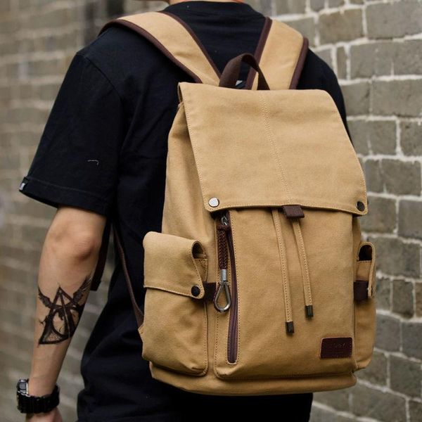 backpack retro men's canvas college student bag trend casual fashion solid color large-capacity travel
backpack retro men's canvas college student bag trend casual fashion solid color large-capacity travel