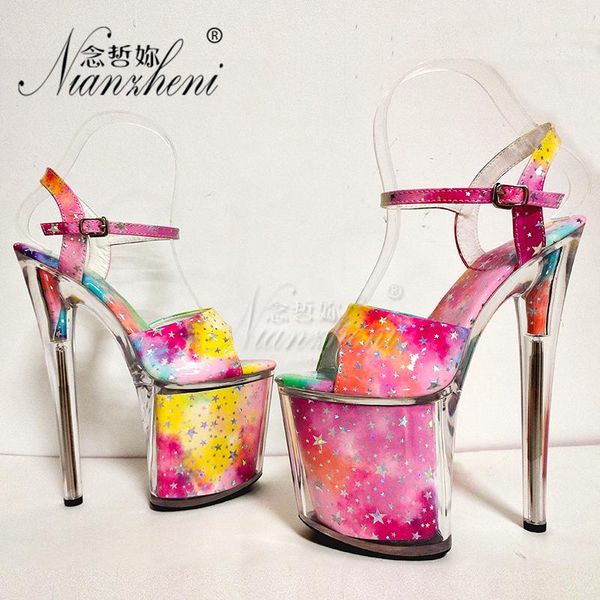 8 inches super high heeled shoes gradual change color pole dancing shallow buckle strap women sandals 20cm fetish nightclub, Black
8 inches super high heeled shoes gradual change color pole dancing shallow buckle strap women sandals 20cm fetish nightclub, Black