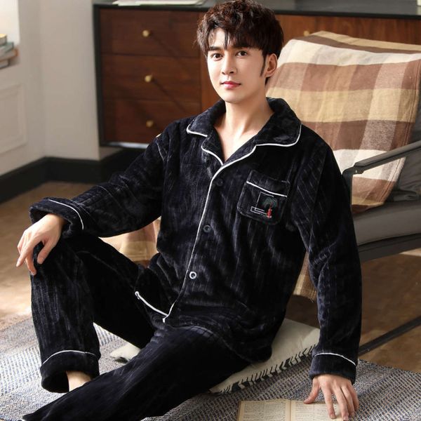 thickened winter flannel men's home suit spring and autumn coral cashmere pajamas, Black;brown
thickened winter flannel men's home suit spring and autumn coral cashmere pajamas, Black;brown