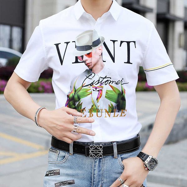 summer short sleeve shirts men slim fit streetwear casual shirt luxury character printed social party blouse chemise homme 210527, White;black
summer short sleeve shirts men slim fit streetwear casual shirt luxury character printed social party blouse chemise homme 210527, White;black
