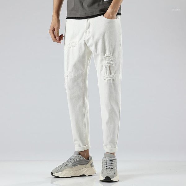 men's jeans white black men all-match fashion ripped hole slim stretch harem pants comfortable male streetwear denim trousers, Blue
men's jeans white black men all-match fashion ripped hole slim stretch harem pants comfortable male streetwear denim trousers, Blue