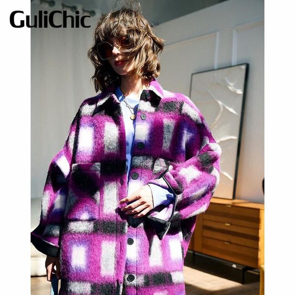 women's wool & blends 10.6 gulichic women fashion temperament contrast color plaid gradient long sleeve coat, Black
women's wool & blends 10.6 gulichic women fashion temperament contrast color plaid gradient long sleeve coat, Black