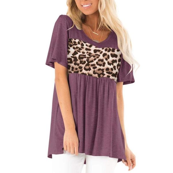 women shirt o neck short sleeve stitching leopard pullover loose blouse short sleeve stitching leopard patchwork shirts, White
women shirt o neck short sleeve stitching leopard pullover loose blouse short sleeve stitching leopard patchwork shirts, White