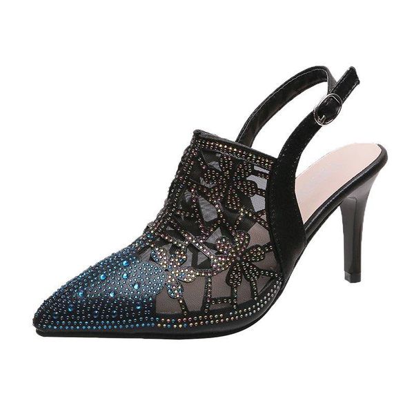 high heeled sandals women's spring and summer net wrap thin heel back empty single shoes pointed diamond shoes button sandals, Black
high heeled sandals women's spring and summer net wrap thin heel back empty single shoes pointed diamond shoes button sandals, Black