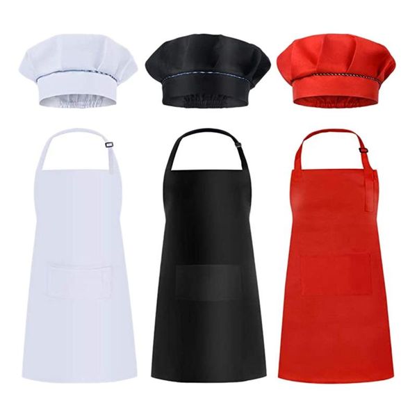 6 pcs kids aprons and hats set children chef aprons for cooking baking painting white + black + red
6 pcs kids aprons and hats set children chef aprons for cooking baking painting white + black + red