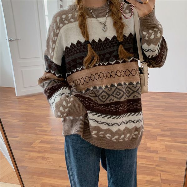 2021 women oversize argyle sweater new spring autumn long sleeve loose plus size pullover woman korean knitted sweaters ryry, White;black
2021 women oversize argyle sweater new spring autumn long sleeve loose plus size pullover woman korean knitted sweaters ryry, White;black