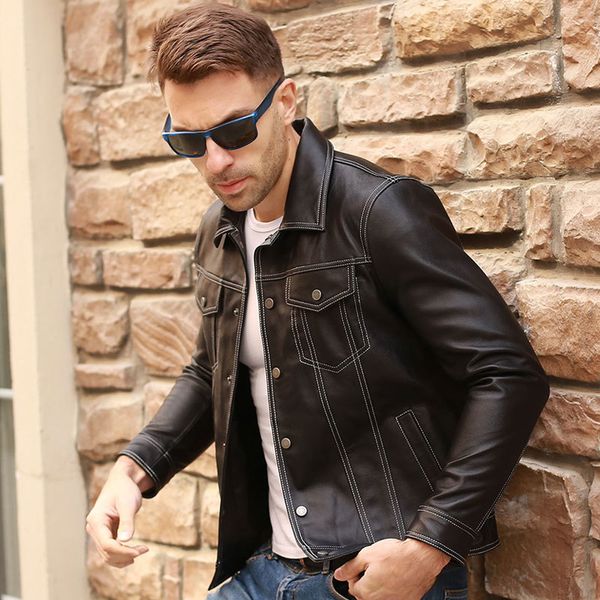 2021 spring autumn jackets new men's single breasted genuine sheep short coat young man black leather leisure jacket ilw8
2021 spring autumn jackets new men's single breasted genuine sheep short coat young man black leather leisure jacket ilw8