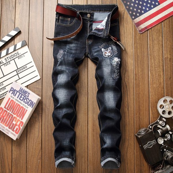 2021 new torn the anguished hole of handsome cat men embroidered black man long straight pants plus size 29-38 male jeans 0jgh, Blue
2021 new torn the anguished hole of handsome cat men embroidered black man long straight pants plus size 29-38 male jeans 0jgh, Blue