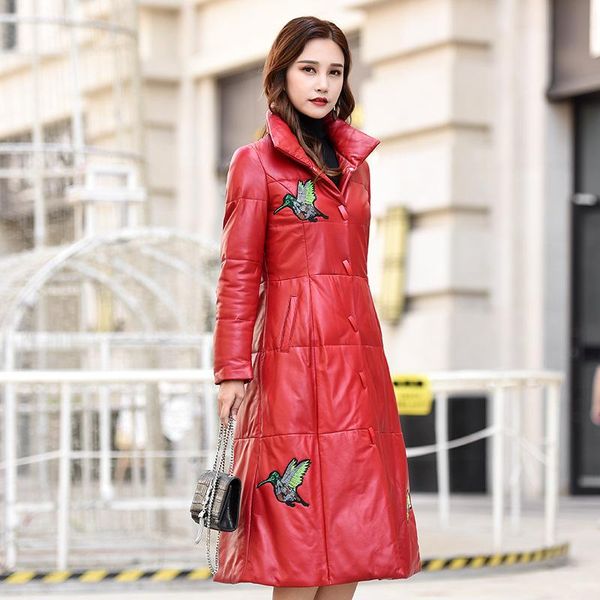 women's leather & faux 2021 down jacket middle long haining sheepskin suit slim fit coat, Black
women's leather & faux 2021 down jacket middle long haining sheepskin suit slim fit coat, Black