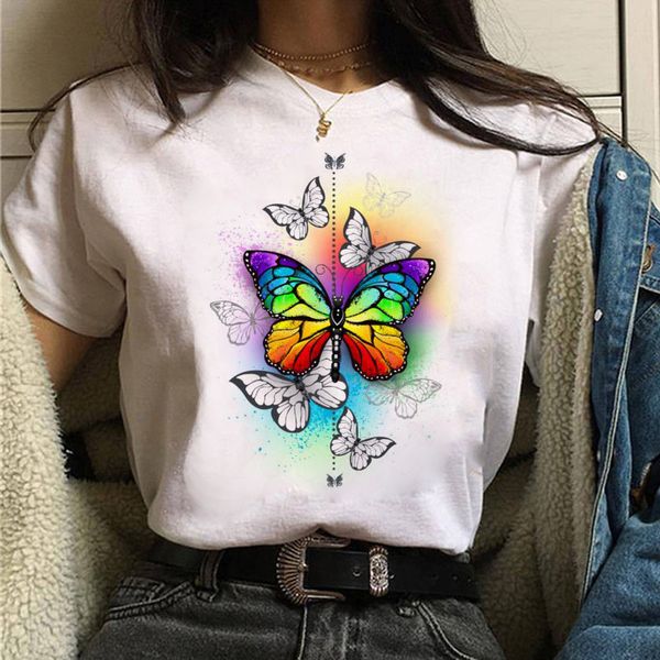 women tshirt watercolor butterfly print tshirt summer female casual short sleeve t-shirts harajuku graphic tee cute t-shirt, White
women tshirt watercolor butterfly print tshirt summer female casual short sleeve t-shirts harajuku graphic tee cute t-shirt, White