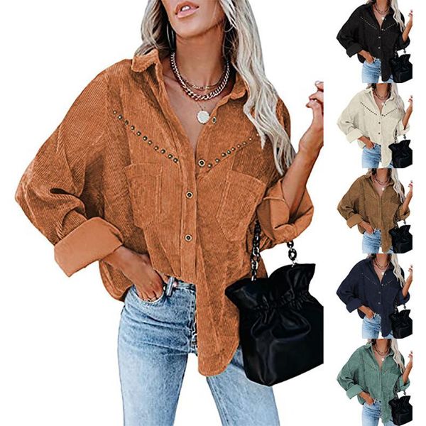 women's jackets autumn casual corduroy jacket women winter shirt for loose coat overshirt female 2021, Black;brown
women's jackets autumn casual corduroy jacket women winter shirt for loose coat overshirt female 2021, Black;brown